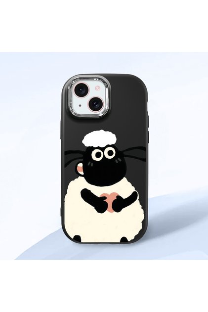 iPhone 15 Compatible Shock-Absorbing Camera Protected Black Silicone Case Kuzu Patterned