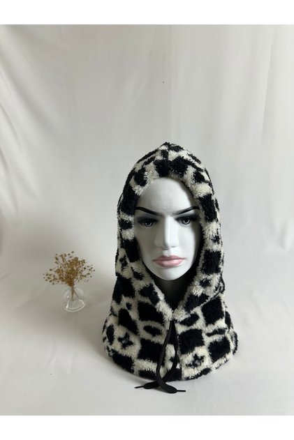 Patterned Plush Balaclava Hat Beanie Neck Collar