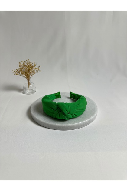Green Double Crepe Knotted Crown Headband