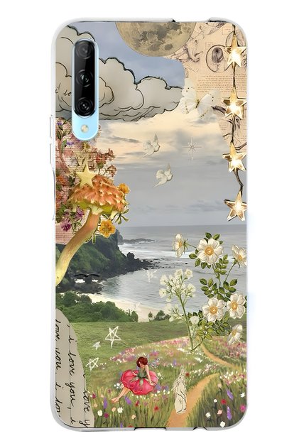 Huawei P Smart Pro Compatible Dream Garden Patterned Transparent Phone Case