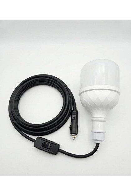 Araç çakmak girişli 30W 12V Led Ampul,lü E27 Duylu Anahtarlı Araç,Karavan,Kamp Seyyar Lamba 12/16A 2