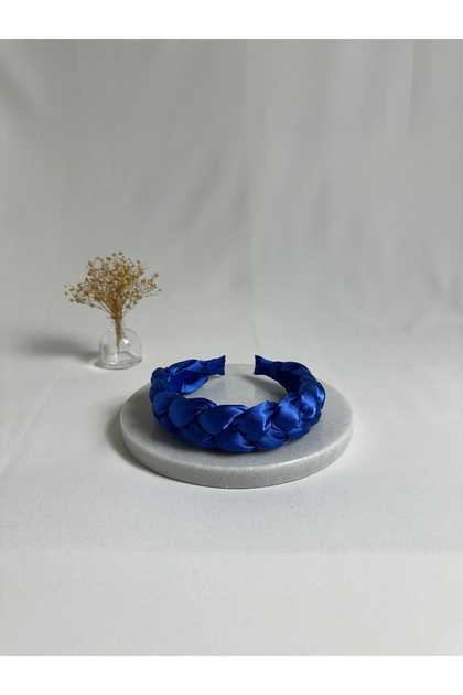 Cobalt Blue Braided Satin Crown Headband
