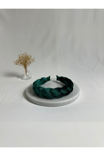 Emerald Green Braided Velvet Crown Headband