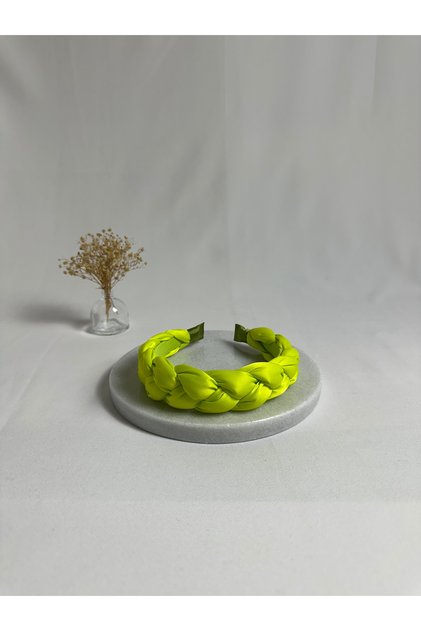 Pistachio Green Braided Satin Crown Headband