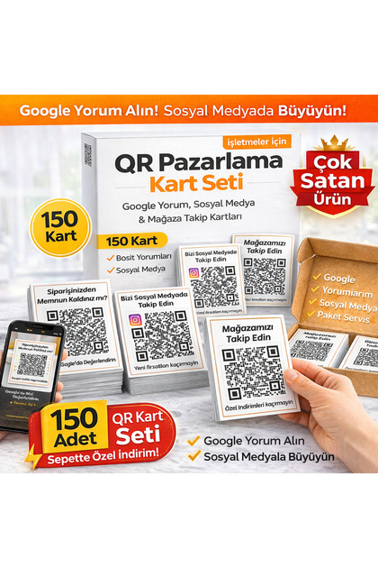 hazıral QR Google Yorum Kartı + Sosyal Medya Takip Kartı + Mağaza