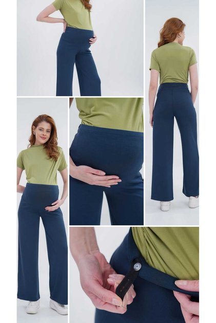 Oysho Fabric Maternity Pants Palazzo P Cotton U E Stretchy Adjustable Size Belly Supporting Straight Loose Fit Trend
