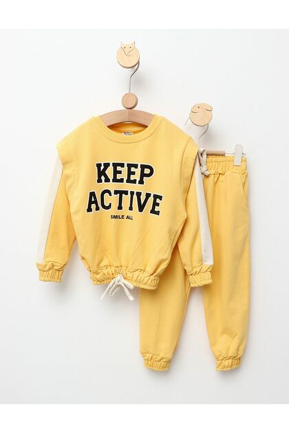Trening Girls stil Crop Top model galben