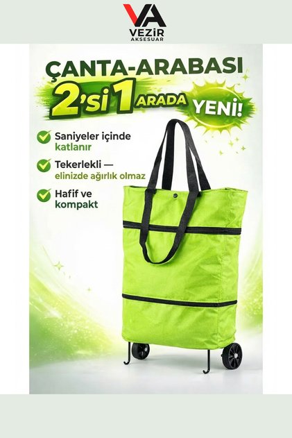 Pratik Katlanır Pazar Arabası | Tekerlekli Market ve Alışveriş Çantası