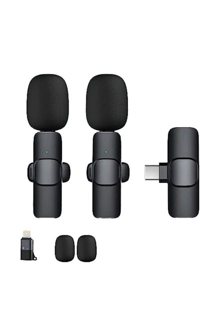 K9 Lightning Wireless Lavalier Microphone Type-C IOS Auto-syncs Microphone for Video Recording Vlog