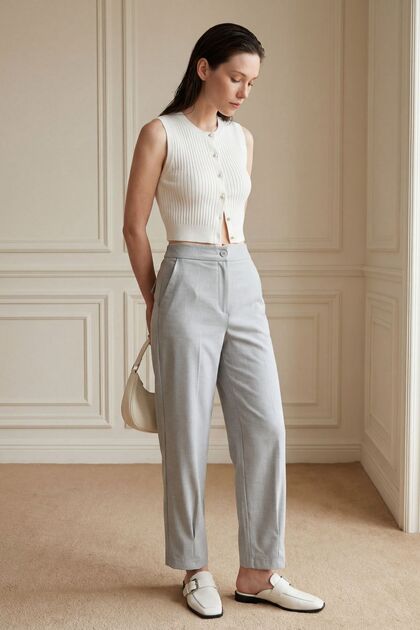 My Fashion High Waist Straight Leg Pocketed Pants