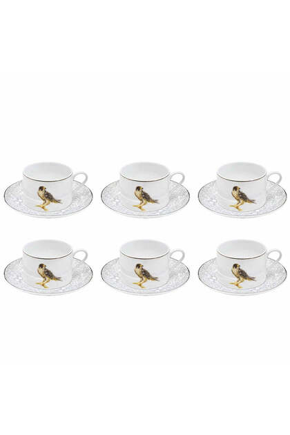 Luhpar M 19263 / ZBA 6 / D 25059 Ceramic Tea Cup & Saucer Set – 12-Piece – 200 ml – Bird Desig