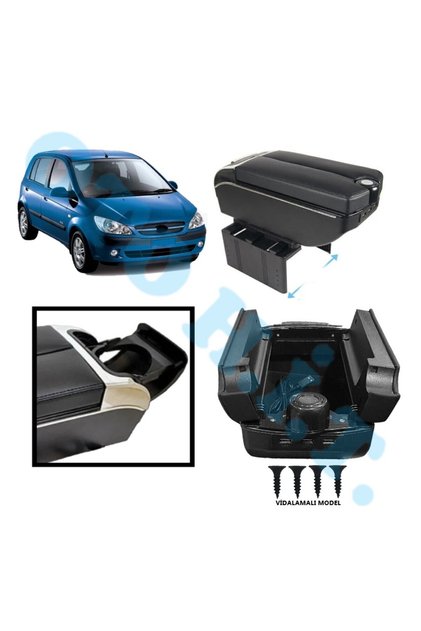 HYUNDAİ GETZ UYUMLU KOL DAYAMA KOLÇAK USB'Lİ BARDAKLIKLI ÇİFT AÇILIR SİYAH DERİ 1.SINIF KALİTELİ