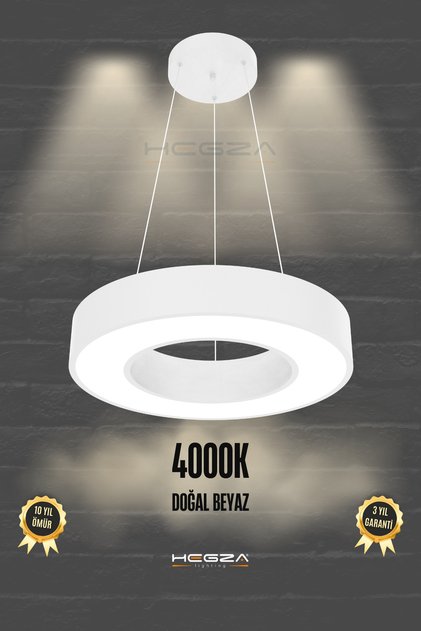 Anello ( Beyaz Kasa, Doğal Beyaz ) Ledli Modern Led Avize, Salon, Mutfak, Antre, Halka, Masa, Sarkıt