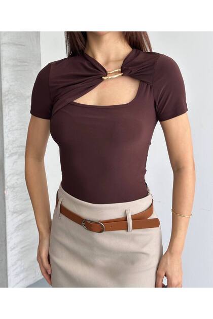 Metal-Accented Drapeli Women's Blouse