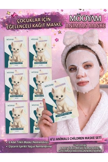 En Çok Tercih Edilen! Animal Tilki Maske Çocuklar İçin 6'lı Yüz Maske Seti