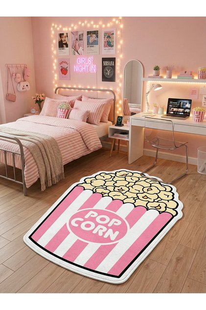 Non-Slip Sole Asymmetric Pattern Machine Made Washable Young Girl's Room Rug 100X150