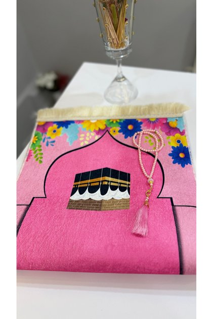 ÇOCUK SECADESİ KABE DESENLİ İNCİ TESBİH HEDİYELİ