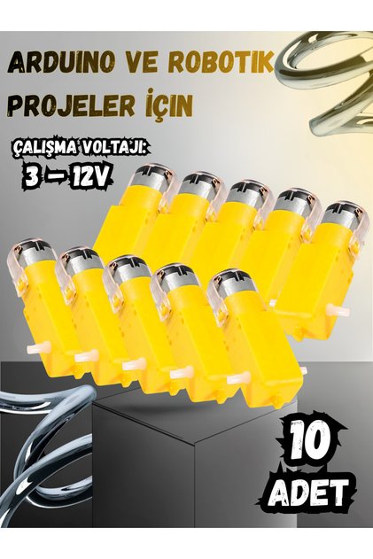 10-adet TT Motor Redüktörlü 1:48 – ve Robotik Projeler İçin