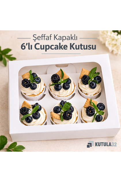 6'lı cupcake kutusu (10adet)