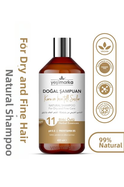 Natural Shampoo - For Dry and Fine Hair - Organic Ingredients - Vegan - Repairing Natural Shampoo