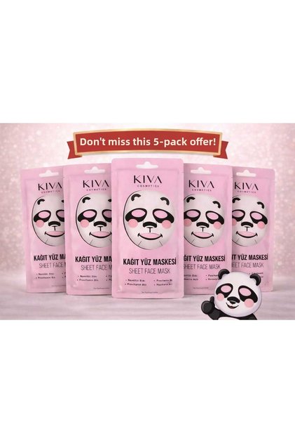 Panda 5-Piece Sheet Face Mask Set Paper Face Mask Moisturizing Skin Care