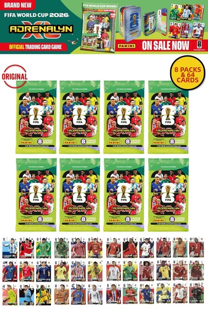 World Cup Fifa 2026 Panini Adrenalyn XL Collection Card Booster 8 Pack 64 Cards