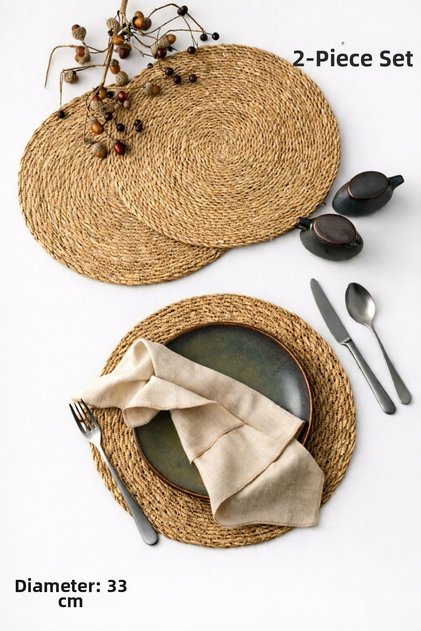 Wicker Jute Placemat Set of 2 American Service 33 cm Diameter Placemat Set of 2