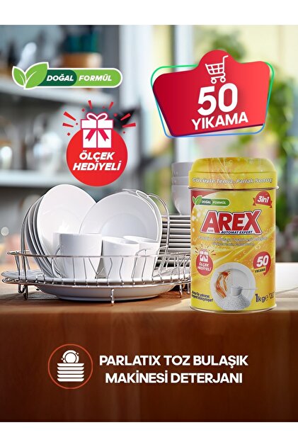 AREX 3in1 Parlatix Toz Bulaşık Makinesi Deterjanı 50 Yıkama