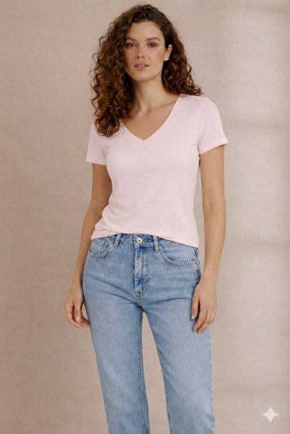Women's T-Shirt V Neck Short Sleeve