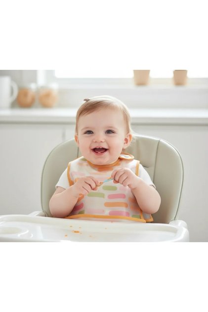 Stain-Resistant Wearable Baby Bib Pastel Stripe