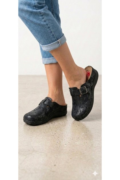 Women's Orthopedic Sole Stylish Slippers with Closed Front Buckle