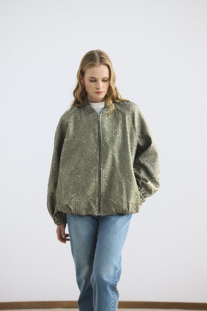 Jachetă bomber subțire Jacquard Balloon Form, auriu