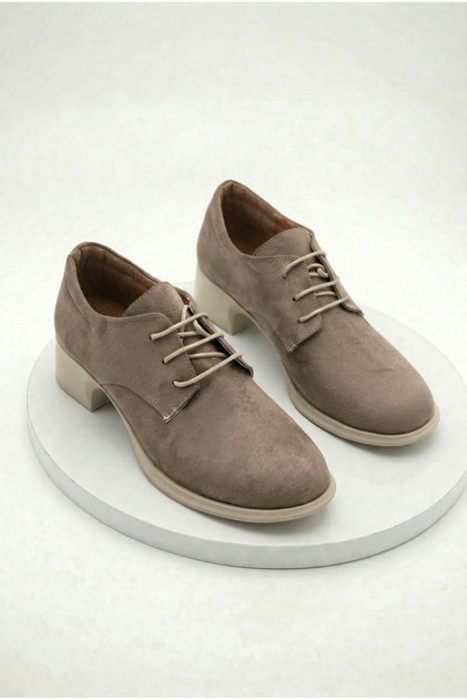 Women's Mink Suede Block Heel Pack Loafers Shoes Classic Daily Lace-Up Oxford Shoes