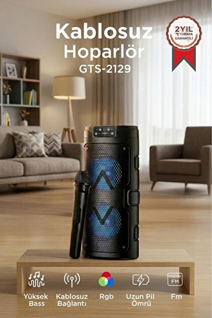 Torima Bluetooth Hoparlör Mikrofonlu Rgb Işıklı Taşınabilir Parti