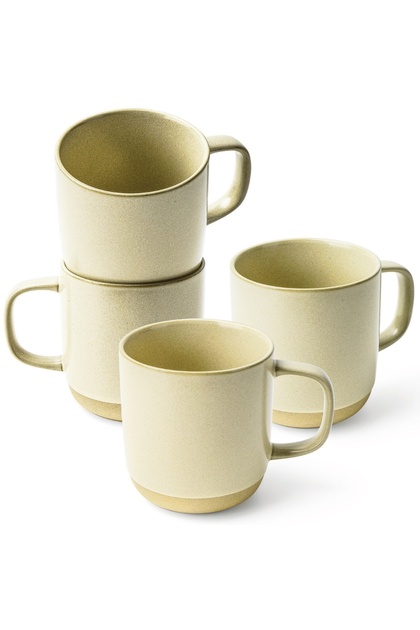 Set de 4 căni de cafea, colecția Sierra, ceramică, bej nisipos, 500 ml