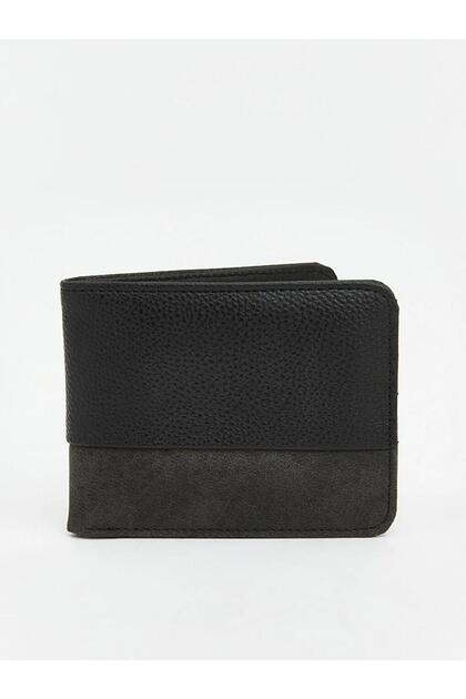 Black Leather Look Men's Wallet (S6)