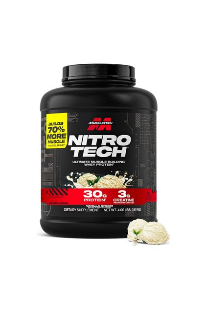 Nitro-Tech Whey Protein Powder for Muscle Growth & Recovery Vanilla Cream Flavor – 4lbs