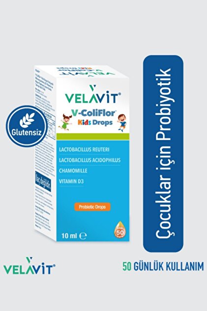 V-ColiFlor Kids Drops 800 Milyon Probiyotik 400 IU D3 Mayıs Papatyası İçeren 10 ml Çocuk İçin