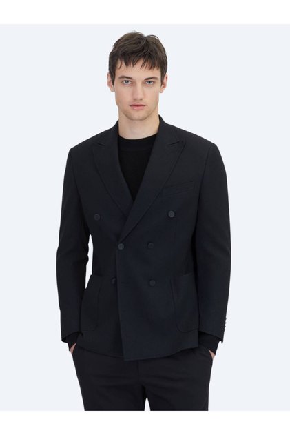 Black Striped Comfort Fit Jacket