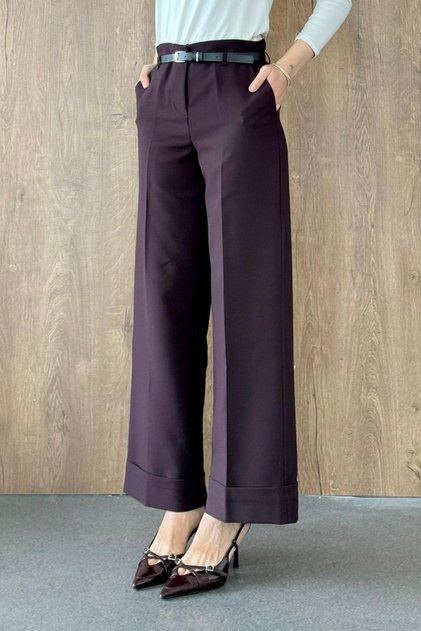 Yks Belted Trousers Plum