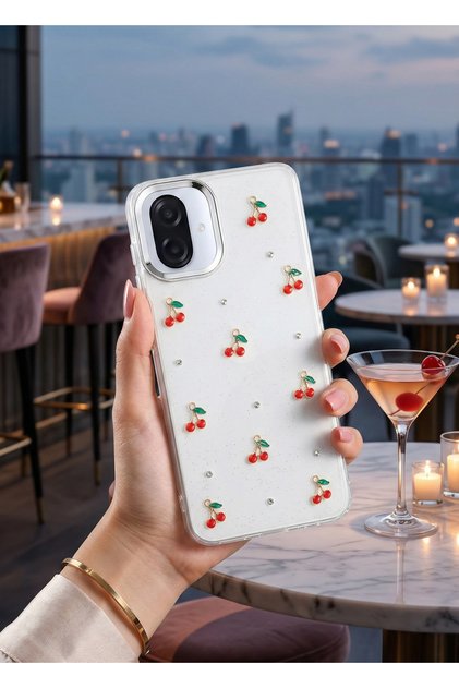 Embossed D Patterned S Glittery Transparent A+ Quality Cover Compatible with Galaxy A07
