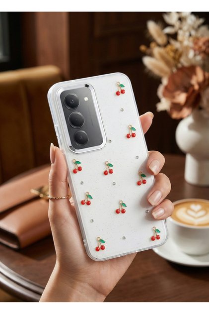 Embossed D Patterned S Glittery Transparent A+ Quality Cover Compatible with Redmi 15
