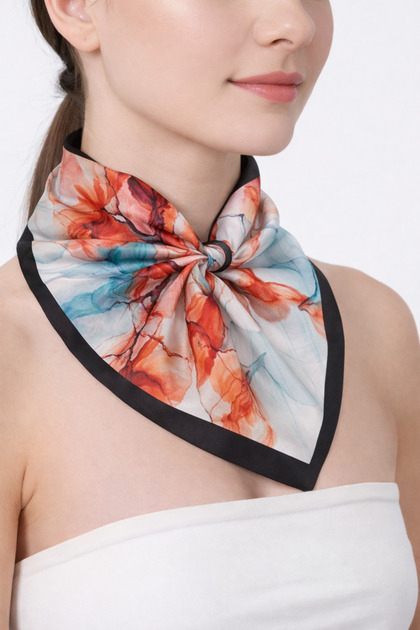 Satin Scarf Patterned Stylish Scarf Accessory