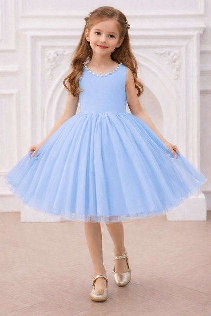 Girl's Collar Pearl Dress Our Violet Model Birthday Graduation Reading Day Evening Dress