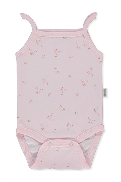 Interlock Corded Strap Bodysuit with Moon Print (Flower Garden) Pink