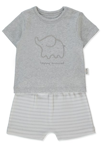 Ri̇bana Shorts Pajama Set 2-Piece (Happy Animal) Gray Melange