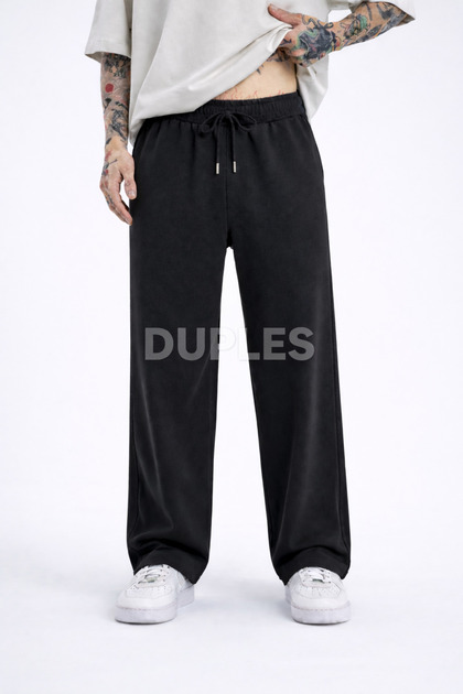 Baggy Unisex 2 Thread Combed Cotton Black Straight Leg m Transitional Sweatpants
