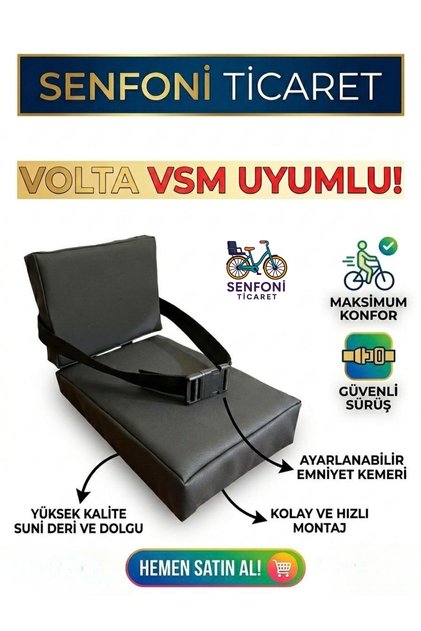 Volta Vsm Deri Emniyet Kemerli Çocuk Koltuğu, Sele, Oturak, Elektrik Bisiklet