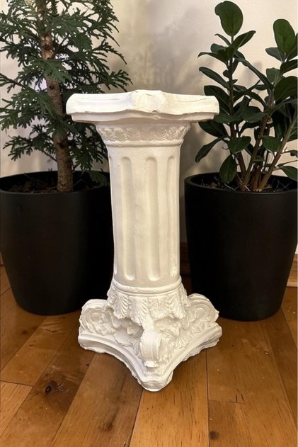 Dekoratif 53cm Parlak İnci Beyaz Roma Sütunu Ev Balkon Bahçe Dekorasyon Biblo Heykel Biblo Obje