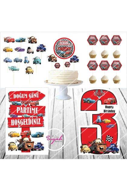 Şimşek Mcqueen / Cars Doğum Günü Seti 3 Yaş